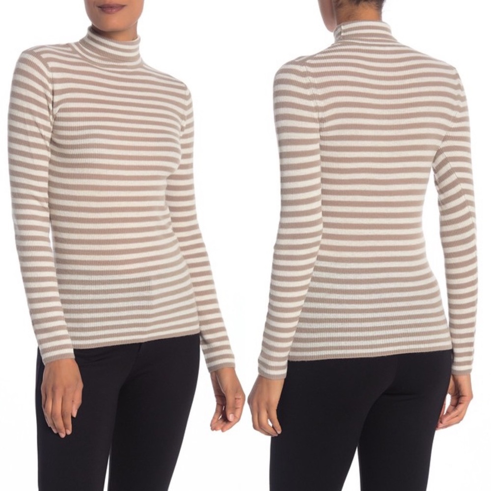 NWT Vince Striped Cashmere Turtleneck Sweater